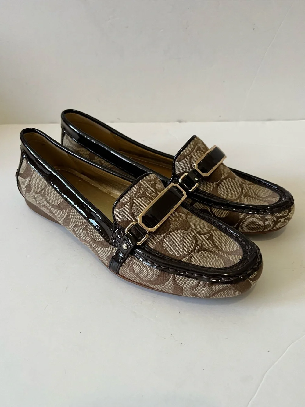 Coach Brown Signature Logo Women's Driving Loafers Size 7.5B